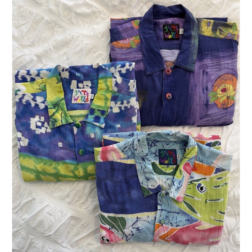 Jams World Men’s Aloha Shirts, Lot Of 3, Large, Fair Condition